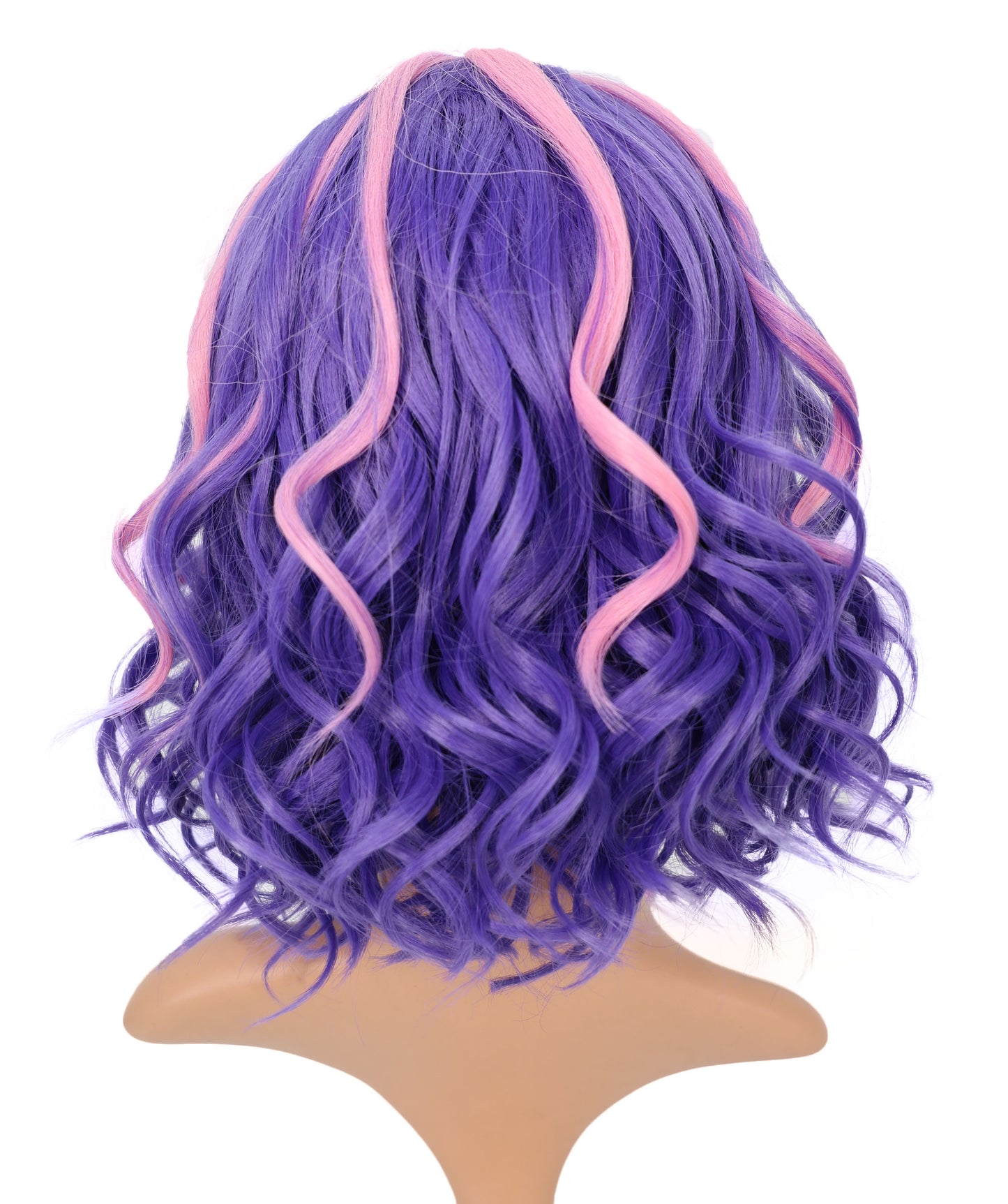 Wigs2you C-116 コスプレウィッグ パープル＆ピンク ツートンカーリーヘア | 14.5インチ レディース 合成繊維ウィッグ