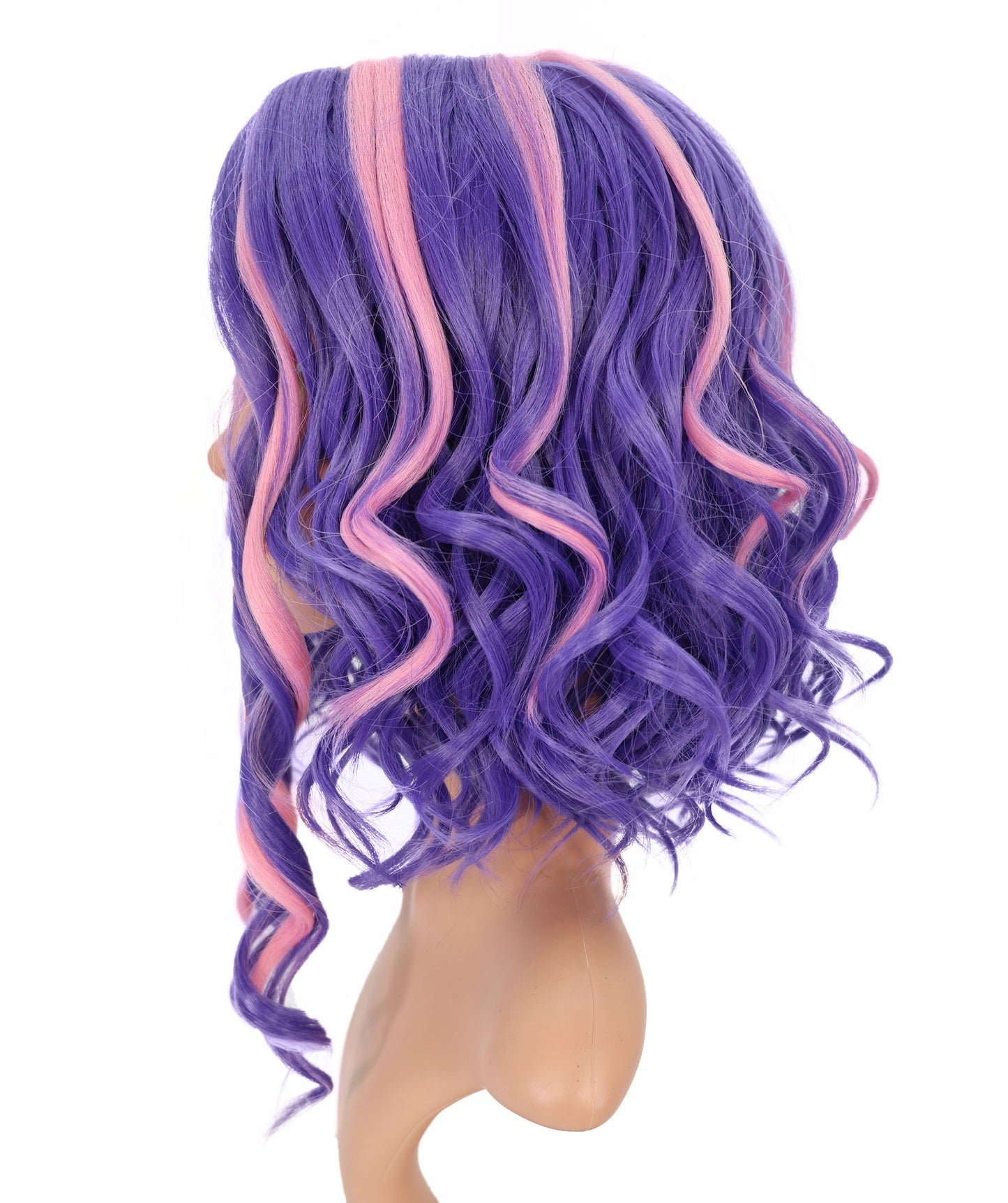 Wigs2you C-116 コスプレウィッグ パープル＆ピンク ツートンカーリーヘア | 14.5インチ レディース 合成繊維ウィッグ