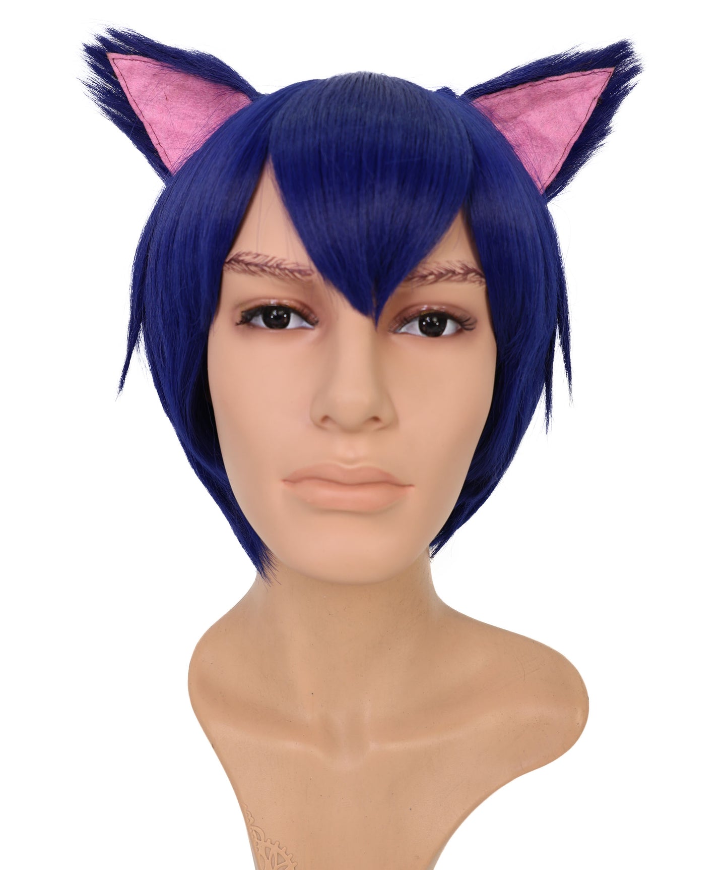 Wigs2you C-117 男性用コスプレウィッグ ブルー ショートヘア 猫耳付き | 11インチ 合成繊維 コスチュームウィッグ