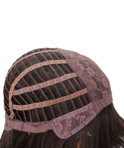 Wigs2you C-119 24インチ ダークブラウン ロングカーリーウィッグ（前髪付き） - 女性用耐熱キャップレスウィッグ