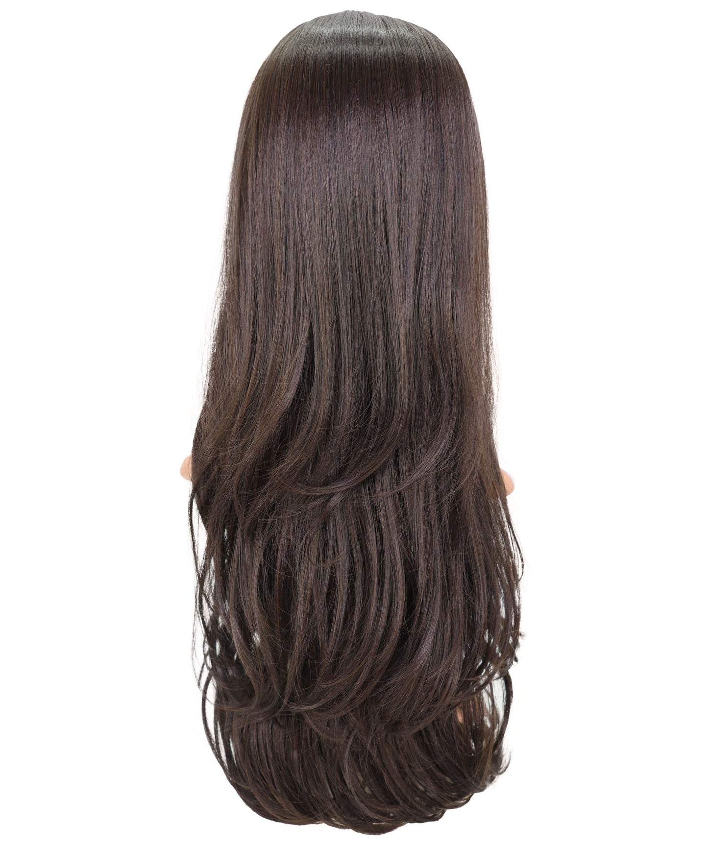 Wigs2you C-119 24インチ ダークブラウン ロングカーリーウィッグ（前髪付き） - 女性用耐熱キャップレスウィッグ