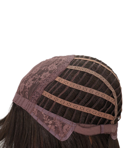 Wigs2you C-119 24インチ ダークブラウン ロングカーリーウィッグ（前髪付き） - 女性用耐熱キャップレスウィッグ