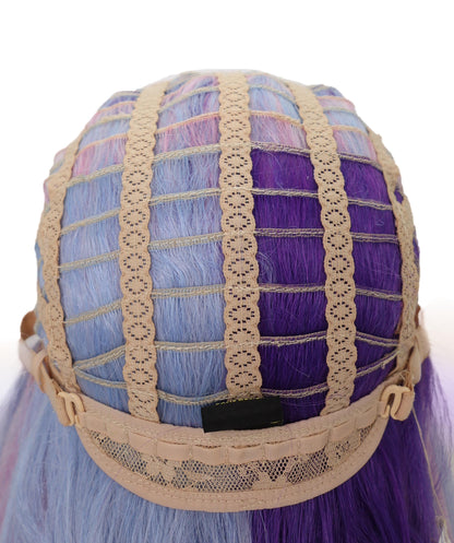 Wigs2you C-120 女性用ロングカーリーウィッグ - ホワイトからパープルピンクのオンブレコスプレウィッグ - 23インチ耐熱人工毛