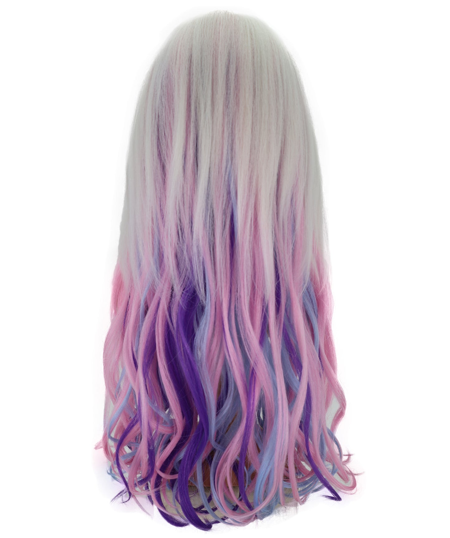 Wigs2you C-120 女性用ロングカーリーウィッグ - ホワイトからパープルピンクのオンブレコスプレウィッグ - 23インチ耐熱人工毛