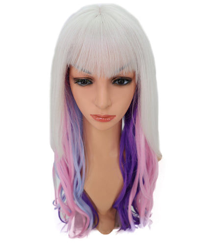 Wigs2you C-120 女性用ロングカーリーウィッグ - ホワイトからパープルピンクのオンブレコスプレウィッグ - 23インチ耐熱人工毛