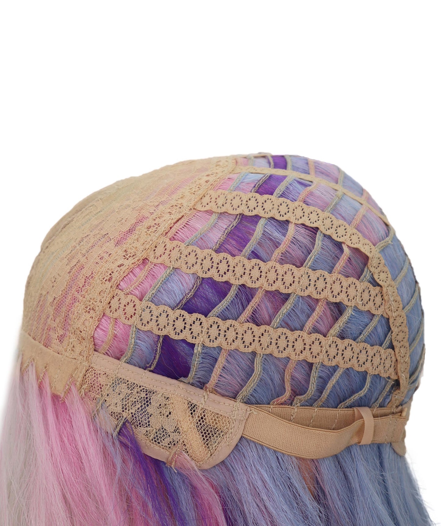 Wigs2you C-120 女性用ロングカーリーウィッグ - ホワイトからパープルピンクのオンブレコスプレウィッグ - 23インチ耐熱人工毛