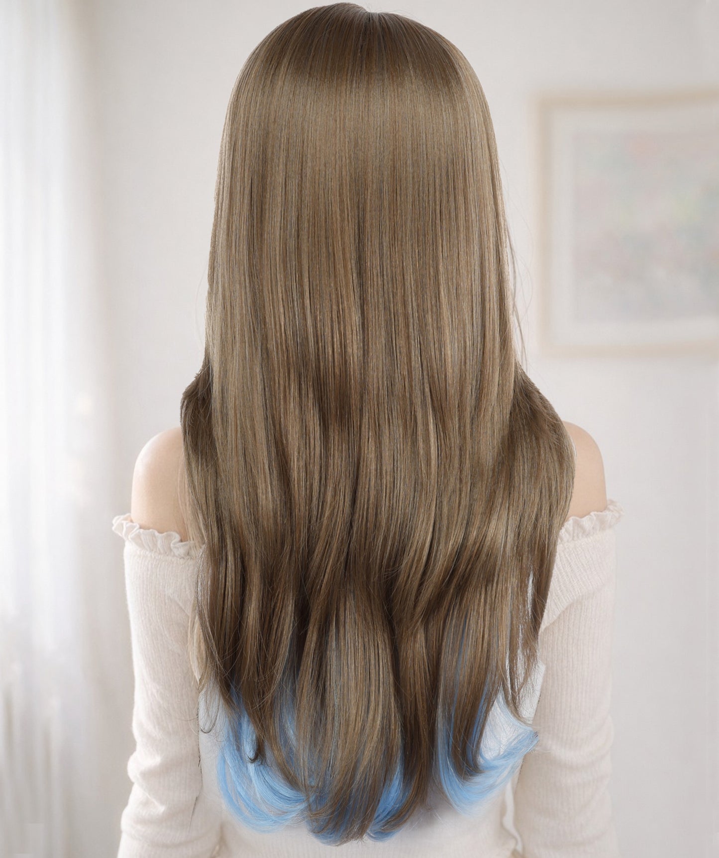 Wigs2you C-122 女性用ナチュラルブラウン人工毛ウィッグ（前髪付き）、長さ22インチのストレートウィッグ！コスプレやファッションルックにぴったり！