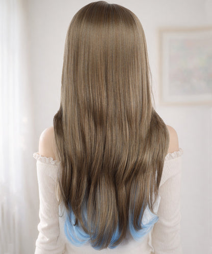 Wigs2you C-122 女性用ナチュラルブラウン人工毛ウィッグ（前髪付き）、長さ22インチのストレートウィッグ！コスプレやファッションルックにぴったり！