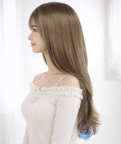 Wigs2you C-122 女性用ナチュラルブラウン人工毛ウィッグ（前髪付き）、長さ22インチのストレートウィッグ！コスプレやファッションルックにぴったり！