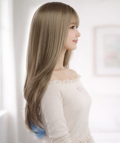 Wigs2you C-122 女性用ナチュラルブラウン人工毛ウィッグ（前髪付き）、長さ22インチのストレートウィッグ！コスプレやファッションルックにぴったり！