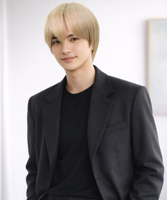 Wigs2you C-123 メンズショートブロンドウィッグ – 11インチ耐熱人工毛（コスプレ、ファッション、普段使いのスタイリングに最適）