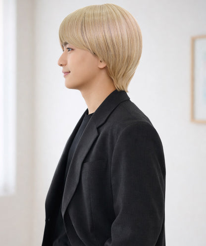 Wigs2you C-123 メンズショートブロンドウィッグ – 11インチ耐熱人工毛（コスプレ、ファッション、普段使いのスタイリングに最適）