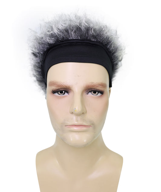 Wigs2you C-125 男性用グレーのふわふわウィッグ - ふわふわカールの人工毛コスプレ用ヘア（帽子ベース付き）｜9インチショートウィッグ