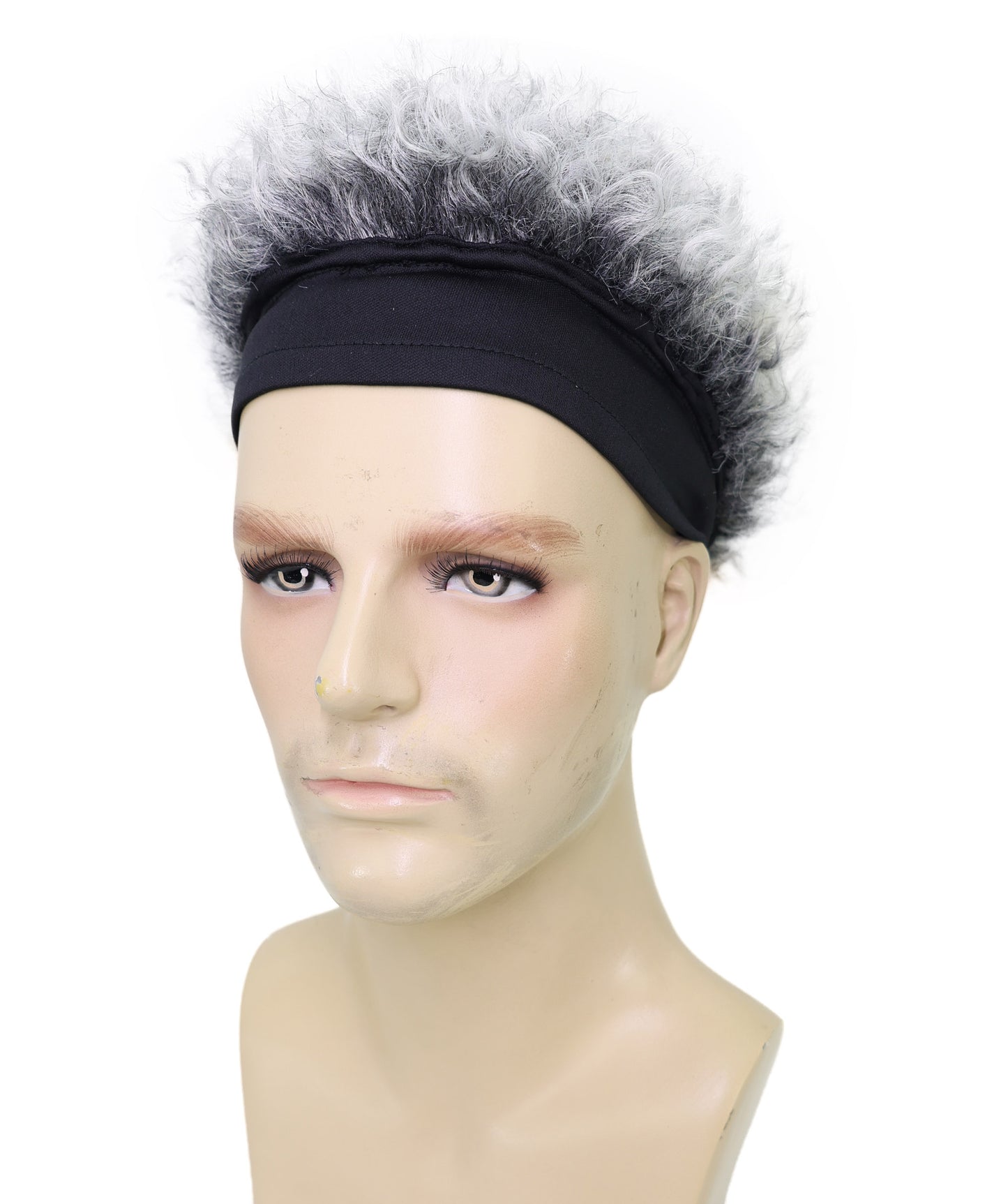 Wigs2you C-125 男性用グレーのふわふわウィッグ - ふわふわカールの人工毛コスプレ用ヘア（帽子ベース付き）｜9インチショートウィッグ