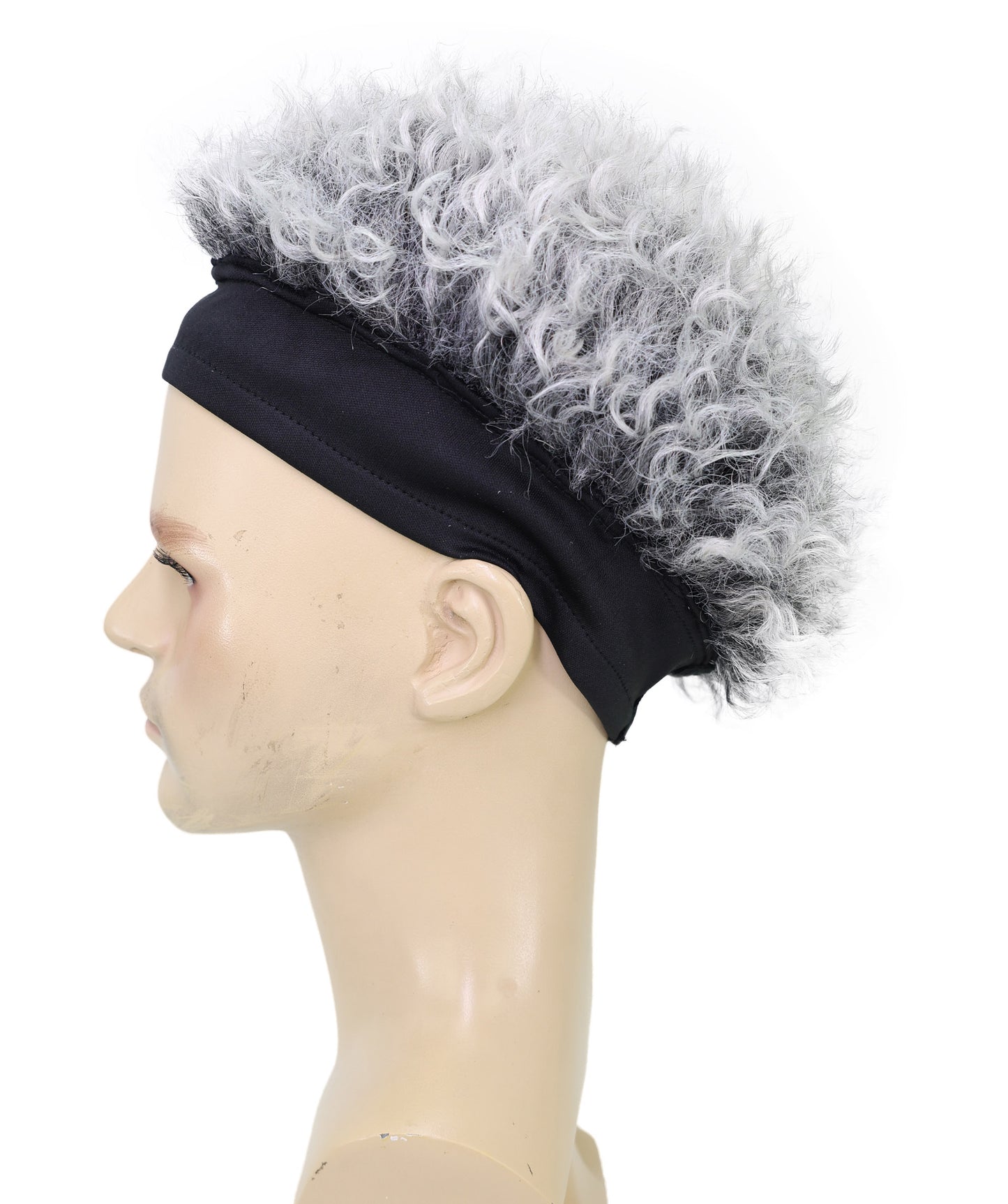 Wigs2you C-125 男性用グレーのふわふわウィッグ - ふわふわカールの人工毛コスプレ用ヘア（帽子ベース付き）｜9インチショートウィッグ