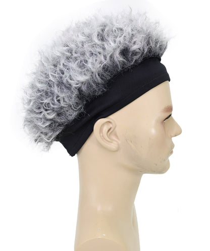 Wigs2you C-125 男性用グレーのふわふわウィッグ - ふわふわカールの人工毛コスプレ用ヘア（帽子ベース付き）｜9インチショートウィッグ