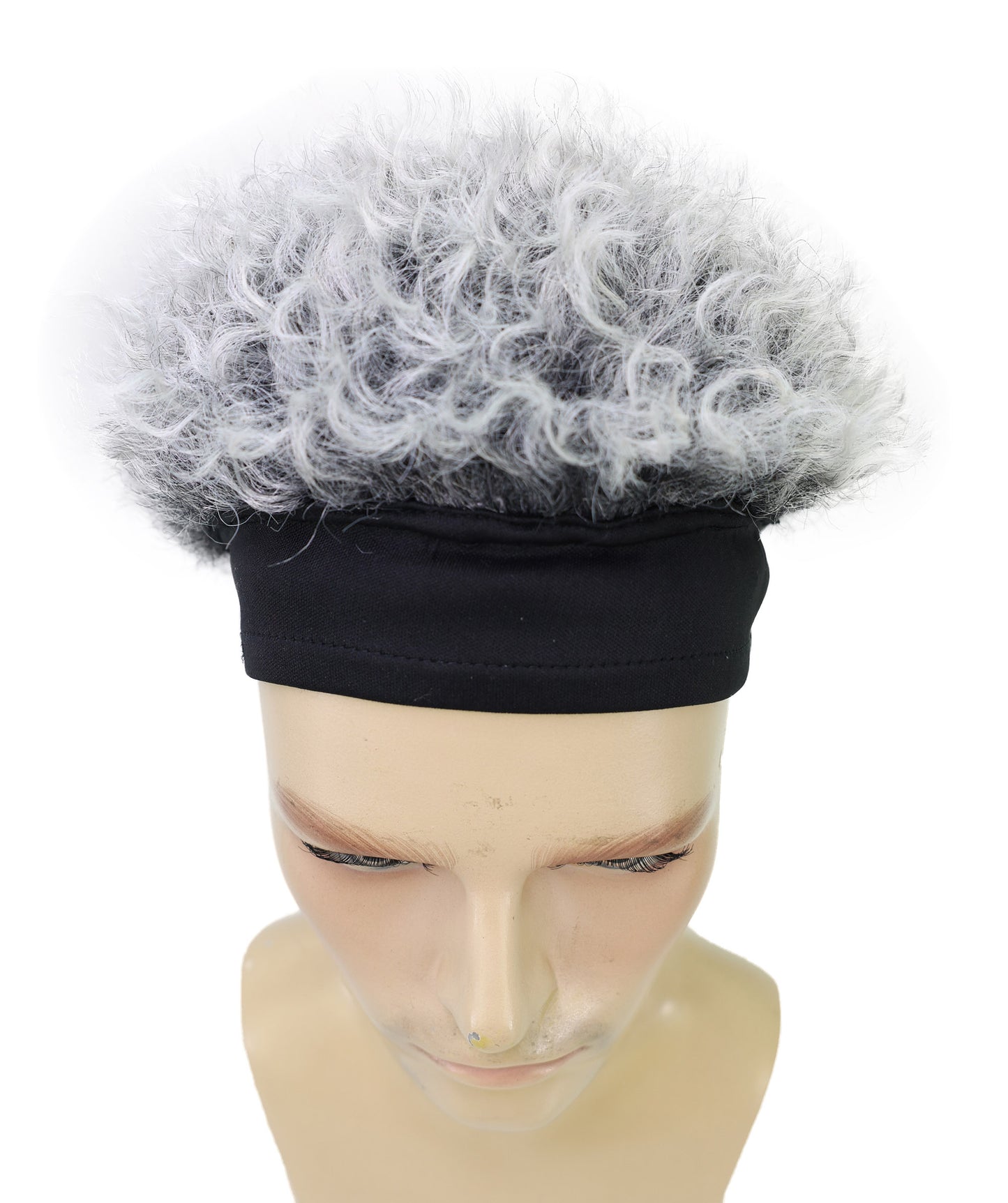 Wigs2you C-125 男性用グレーのふわふわウィッグ - ふわふわカールの人工毛コスプレ用ヘア（帽子ベース付き）｜9インチショートウィッグ
