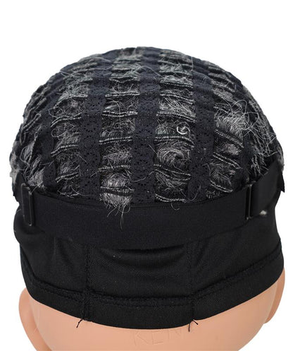 Wigs2you C-125 男性用グレーのふわふわウィッグ - ふわふわカールの人工毛コスプレ用ヘア（帽子ベース付き）｜9インチショートウィッグ