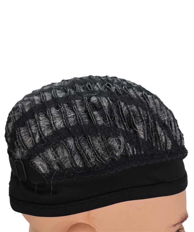 Wigs2you C-125 男性用グレーのふわふわウィッグ - ふわふわカールの人工毛コスプレ用ヘア（帽子ベース付き）｜9インチショートウィッグ