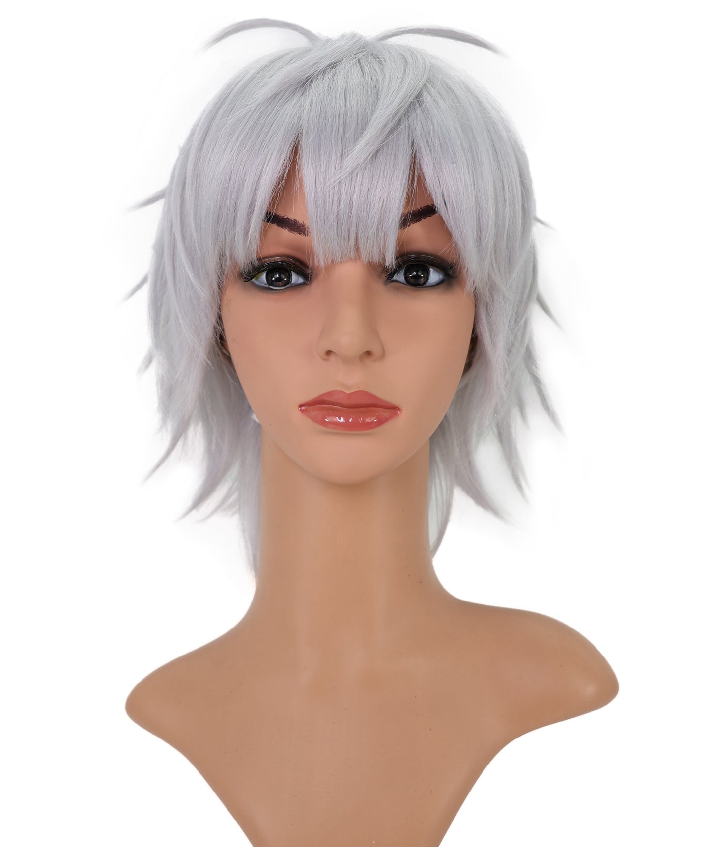 Wigs2you C-126 女性用シルバーショートコスプレウィッグ - 13インチ ライトグレー アニメキャラクター 合成ウィッグ ステージ＆コスチューム用