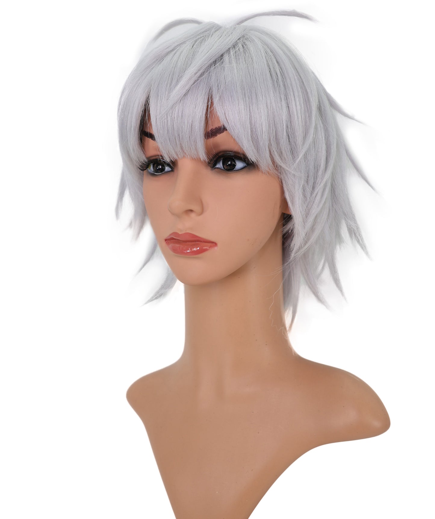 Wigs2you C-126 女性用シルバーショートコスプレウィッグ - 13インチ ライトグレー アニメキャラクター 合成ウィッグ ステージ＆コスチューム用