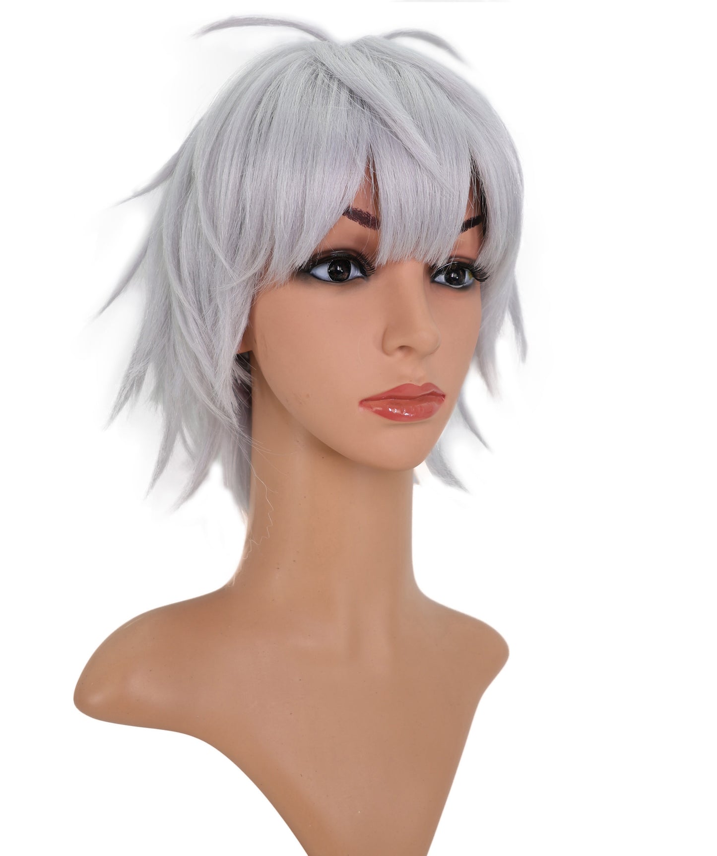 Wigs2you C-126 女性用シルバーショートコスプレウィッグ - 13インチ ライトグレー アニメキャラクター 合成ウィッグ ステージ＆コスチューム用