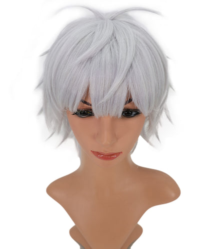 Wigs2you C-126 女性用シルバーショートコスプレウィッグ - 13インチ ライトグレー アニメキャラクター 合成ウィッグ ステージ＆コスチューム用