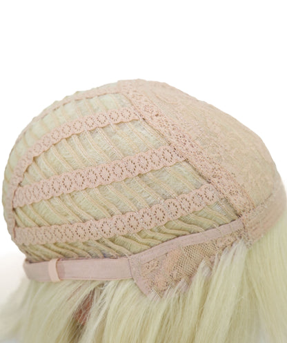 Wigs2you C-127 前髪付きブロンドコスプレウィッグ - コスチュームイベント用19インチ合成ストレートヘア