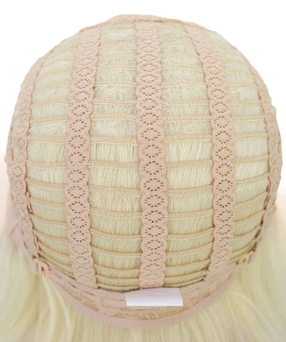 Wigs2you C-127 前髪付きブロンドコスプレウィッグ - コスチュームイベント用19インチ合成ストレートヘア