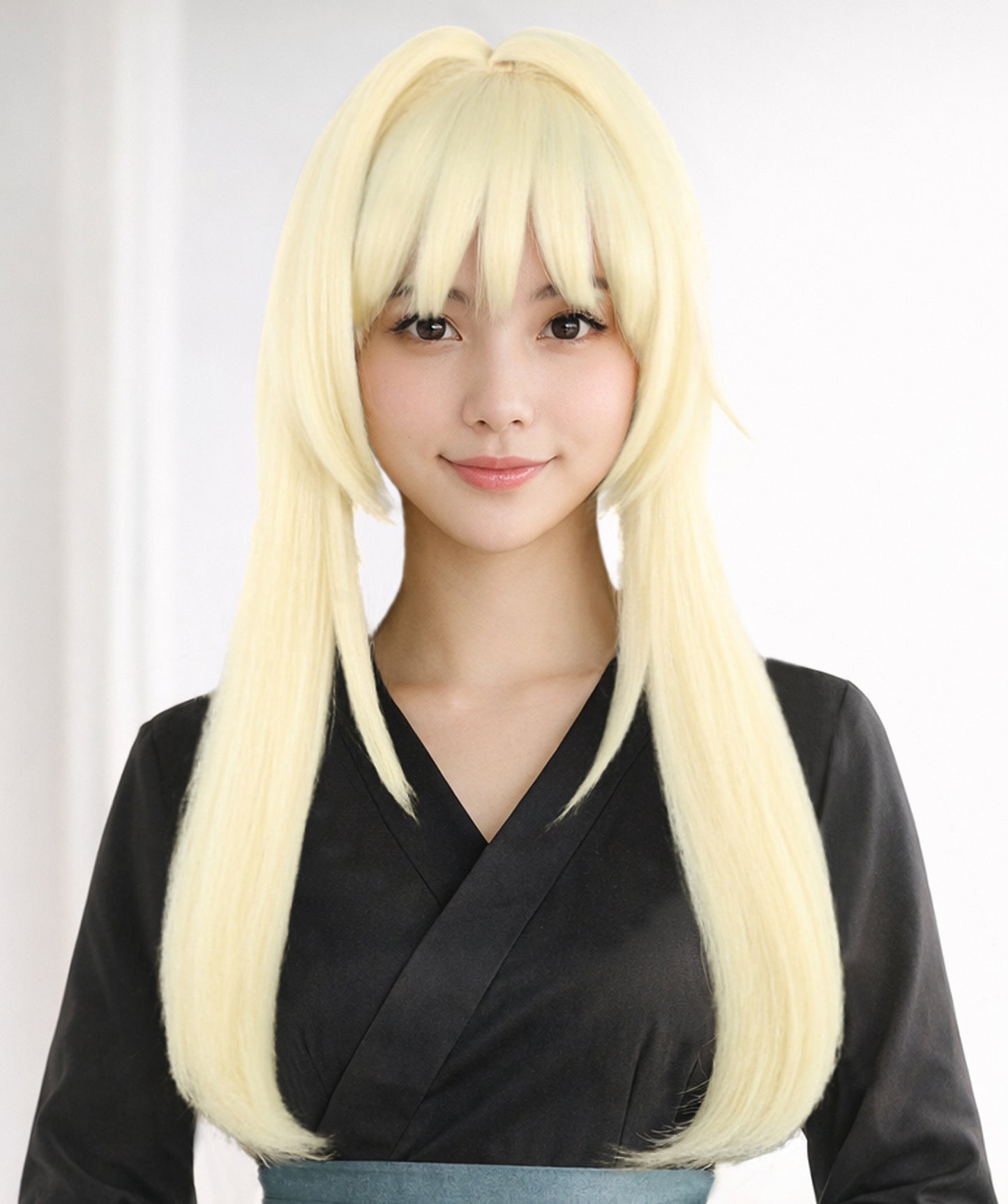 Wigs2you C-127 前髪付きブロンドコスプレウィッグ - コスチュームイベント用19インチ合成ストレートヘア