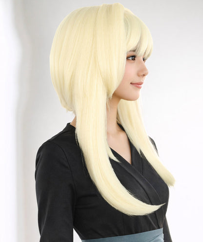 Wigs2you C-127 前髪付きブロンドコスプレウィッグ - コスチュームイベント用19インチ合成ストレートヘア