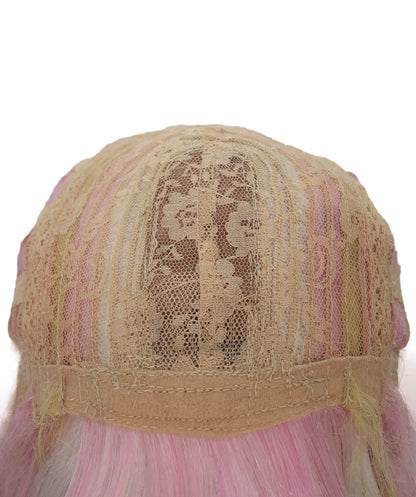 Wigs2you C-128 女性用ショートカーリーロリータウィッグ - 13インチ ホワイト合成ウィッグ、パステルチップ＆スタンダードキャップ付き