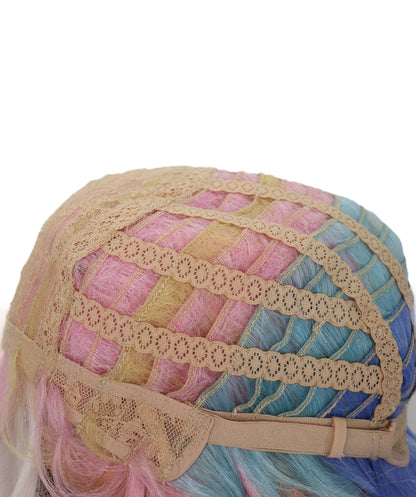 Wigs2you C-128 女性用ショートカーリーロリータウィッグ - 13インチ ホワイト合成ウィッグ、パステルチップ＆スタンダードキャップ付き