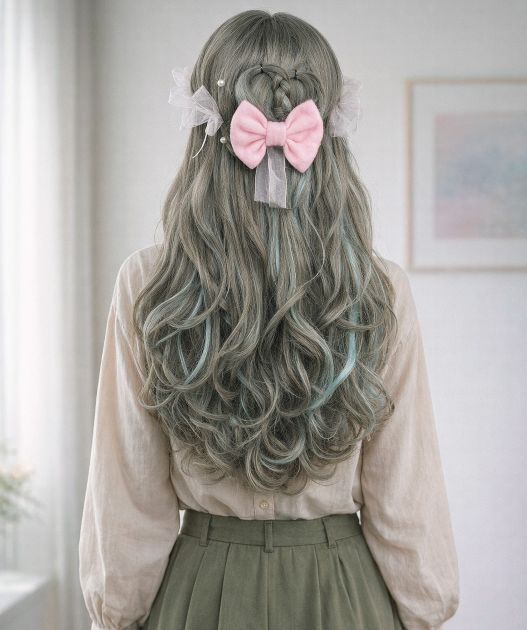 Wigs2you C-129 ロリータコスプレウィッグ – 26インチ グレー＆ブルー