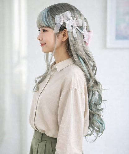 Wigs2you C-129 ロリータコスプレウィッグ – 26インチ グレー＆ブルーハイライト – 耐熱ロングヘアウィッグ