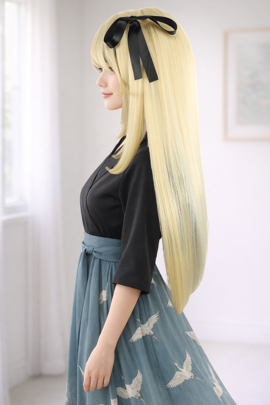 Wigs2you C-130 ロングブロンドコスプレウィッグ - 24インチ耐熱ストレート人工毛、女性用標準キャップ付き