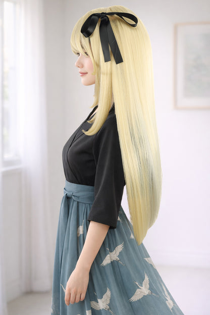 Wigs2you C-130 ロングブロンドコスプレウィッグ - 24インチ耐熱ストレート人工毛、女性用標準キャップ付き