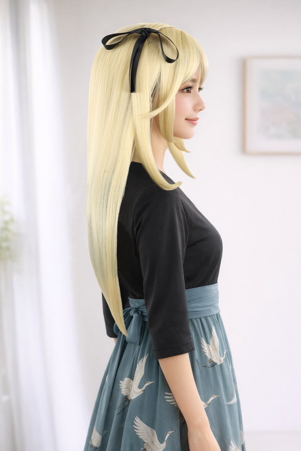 Wigs2you C-130 ロングブロンドコスプレウィッグ - 24インチ耐熱ストレート人工毛、女性用標準キャップ付き
