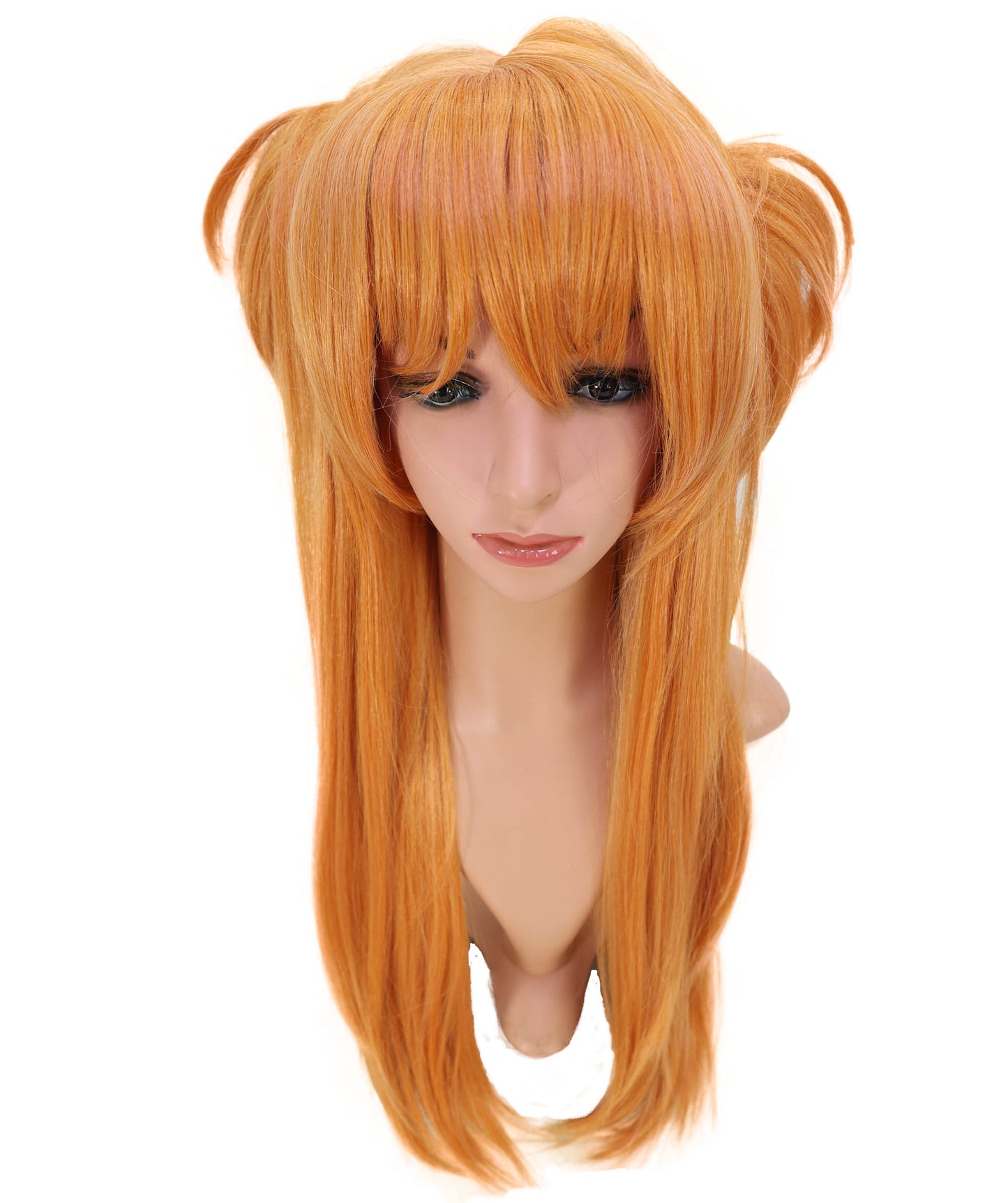 Wigs2you C-131 ロング オレンジ ツインテールウィッグ – 25インチ 耐熱性合成繊維 コスプレウィッグ 女性用