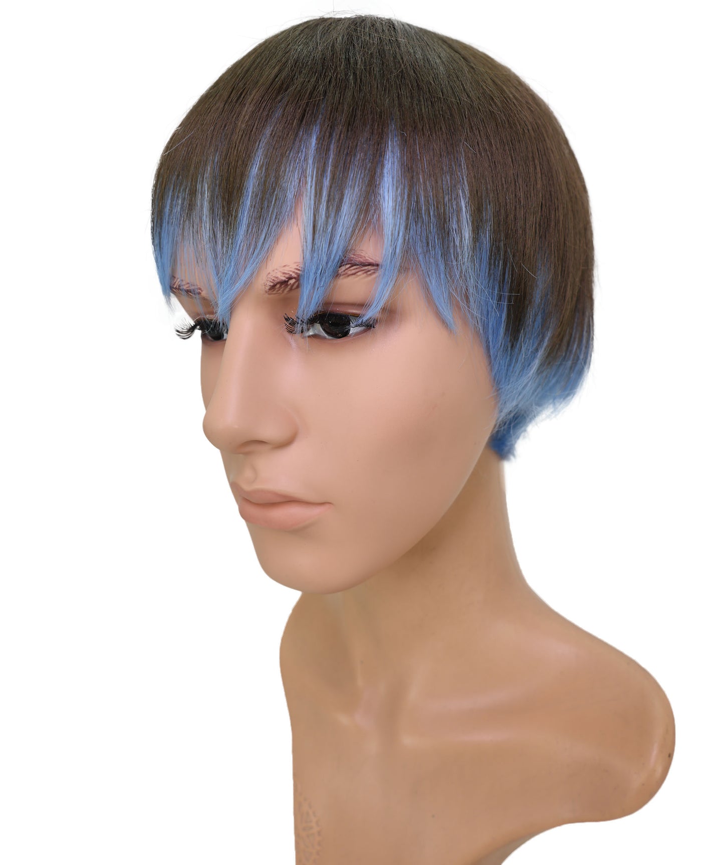 Wigs2you C-134 ブラウンブルーのショートウィッグ（男性用） – 9インチ耐熱合成繊維コスプレウィッグ（標準キャップ付き）