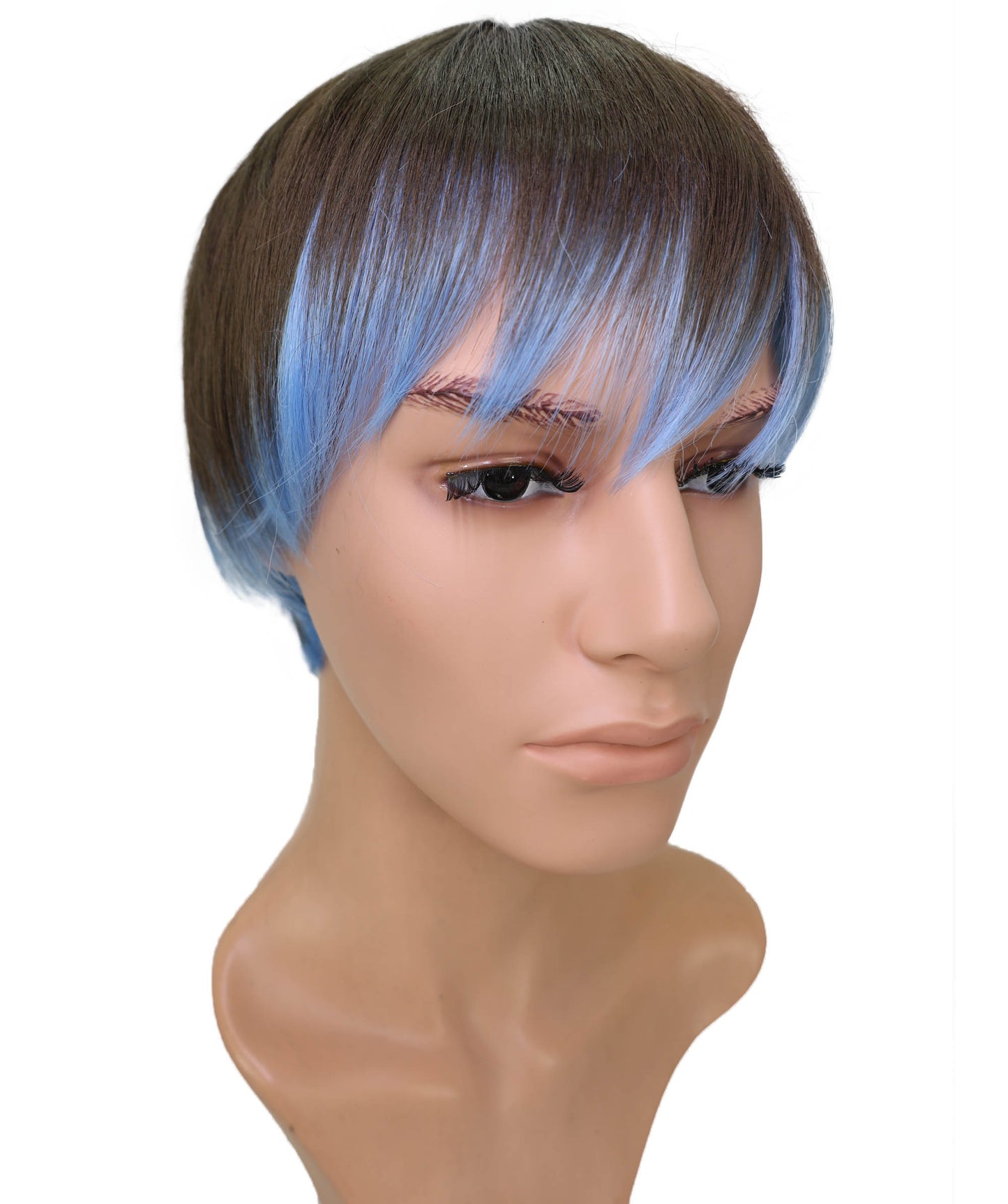 Wigs2you C-134 ブラウンブルーのショートウィッグ（男性用） – 9インチ耐熱合成繊維コスプレウィッグ（標準キャップ付き）