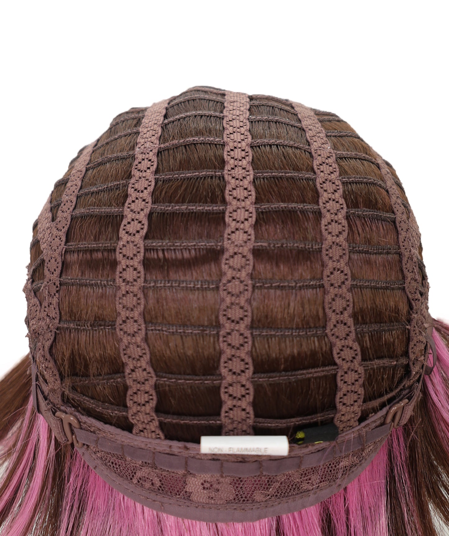 Wigs2you C-135 男性用ブラウンピンクショートコスプレウィッグ – 11インチ合成毛、大胆なピンクのハイライト入り