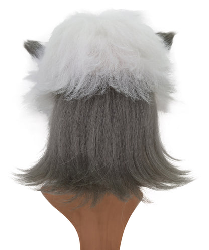 Wigs2you C-136 肩までの長さの白いウィッグ（耳付き）—コスプレやアニメキャラクターに最適な耐熱合成毛｜ふわふわでボリュームのあるウィッグ
