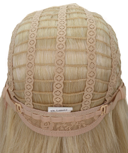 Wigs2you C-137 コスプレウィッグ！女性用ロングストレートウィッグ（長さ26インチ）、ブラック、難燃性合成繊維、前髪付き、調節可能なキャップレスフィット