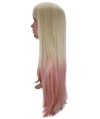 Wigs2you C-137 コスプレウィッグ！女性用ロングストレートウィッグ（長さ26インチ）、ブラック、難燃性合成繊維、前髪付き、調節可能なキャップレスフィット