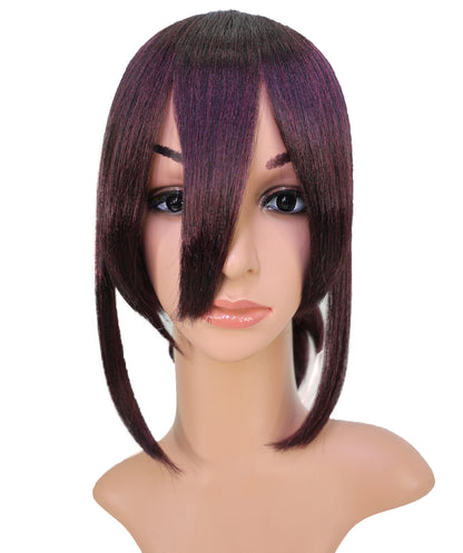 Wigs2you C-138 "女性用13インチショートアップスタイルウィッグ　ダークパープル　難燃性合成繊維製　ローバン付き　調節可能なキャップレスフィット "