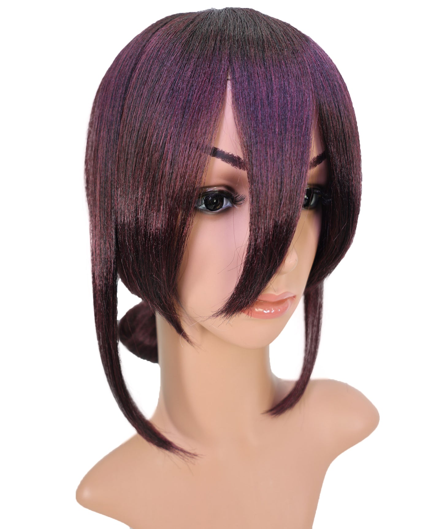 Wigs2you C-138 "女性用13インチショートアップスタイルウィッグ　ダークパープル　難燃性合成繊維製　ローバン付き　調節可能なキャップレスフィット "