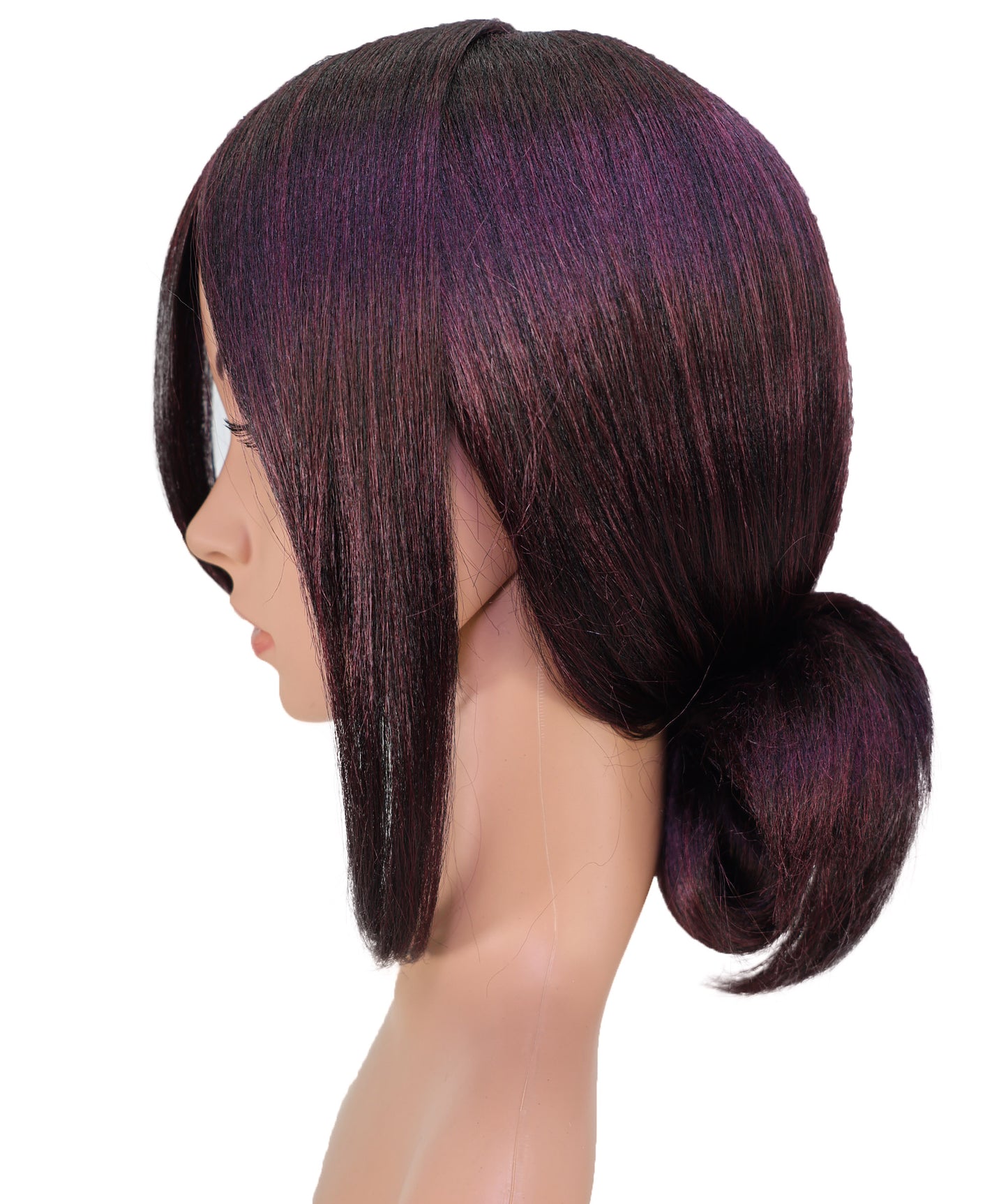 Wigs2you C-138 "女性用13インチショートアップスタイルウィッグ　ダークパープル　難燃性合成繊維製　ローバン付き　調節可能なキャップレスフィット "