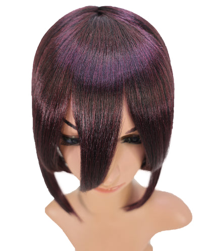 Wigs2you C-138 "女性用13インチショートアップスタイルウィッグ　ダークパープル　難燃性合成繊維製　ローバン付き　調節可能なキャップレスフィット "