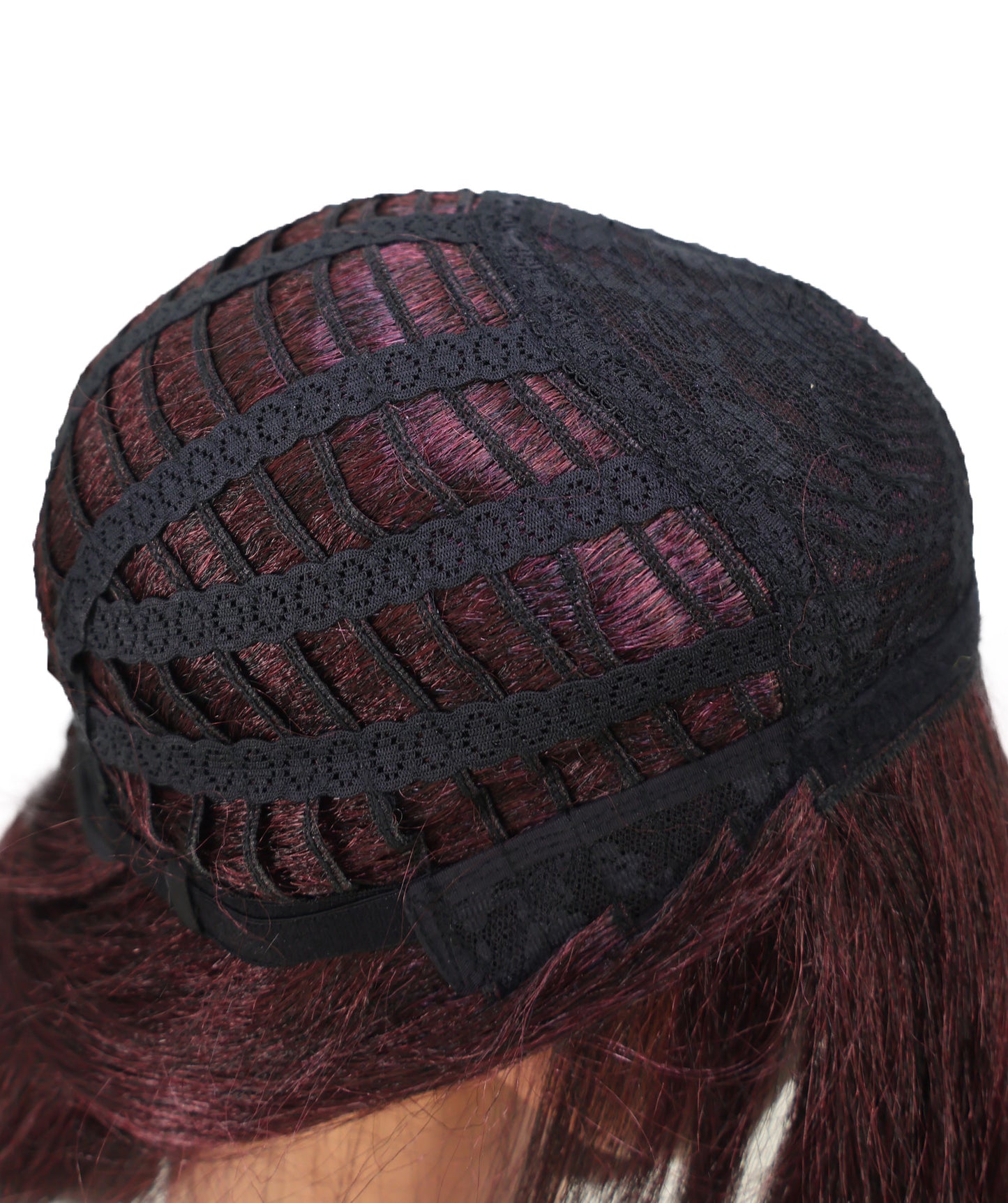 Wigs2you C-138 "女性用13インチショートアップスタイルウィッグ　ダークパープル　難燃性合成繊維製　ローバン付き　調節可能なキャップレスフィット "